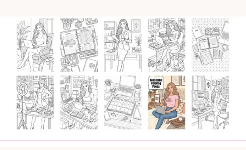 Coloring Page Sets preview from Pretty & Paid PLR Vault